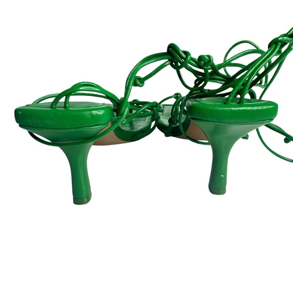 ZARA TIE STRAP HEELED SANDALS Faux Leather Strappy Ankle Lace Up‎ US 7.5 EU 38 - Picture 7 of 14